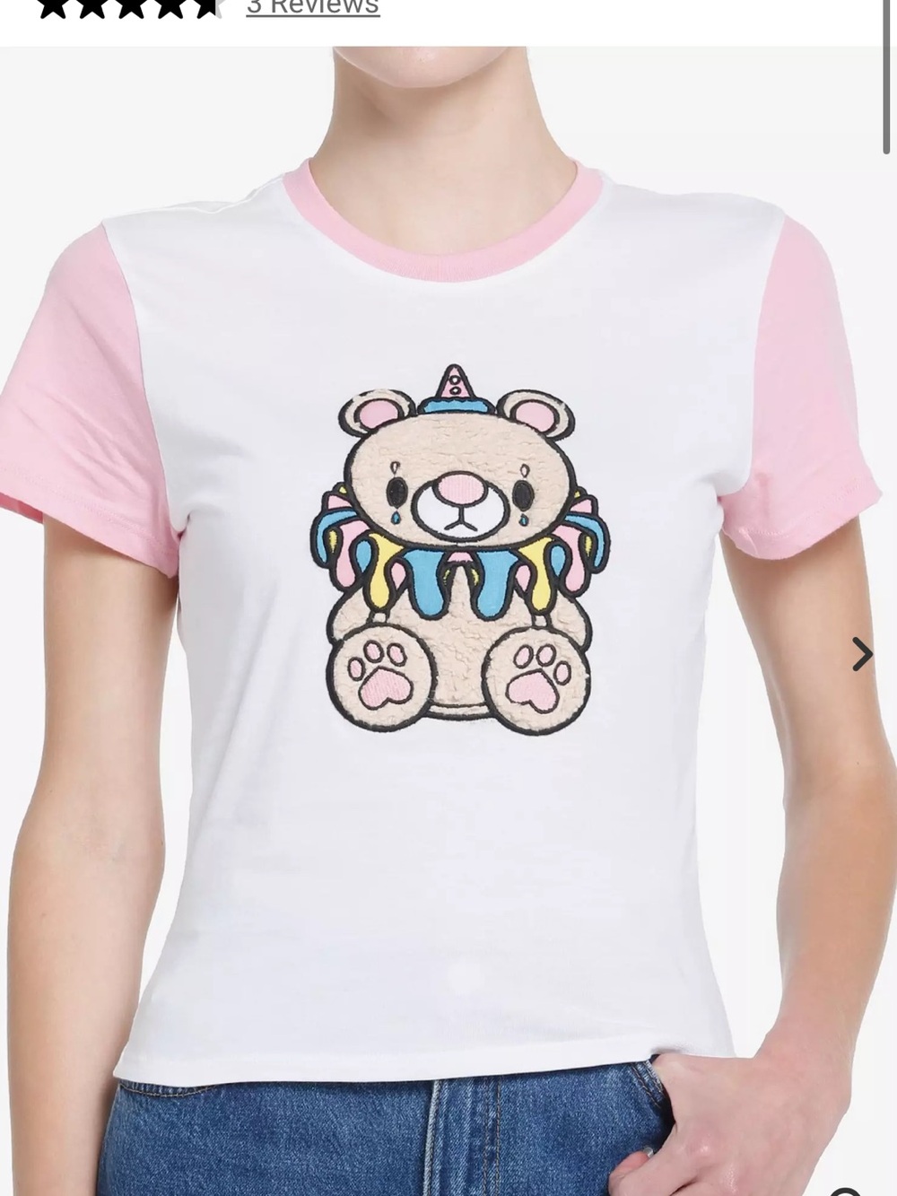 New Sweet Society Clown Bear Pink Raglan Girls T-Shirt